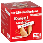 1 Faltschachtel für 10 Glückskekse mit einem Sweet & Lucky, Das Original-Motiv