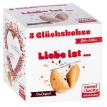 Faltschachtel für 8 Glückskekse mit Liebe ist... Motiv