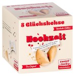 Faltschachtel für 8 Glückskekse mit einem Hochzeits-Motiv