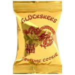 golden glänzende Glückskeks-Verpackung mit rotem Drachen-Motiv
